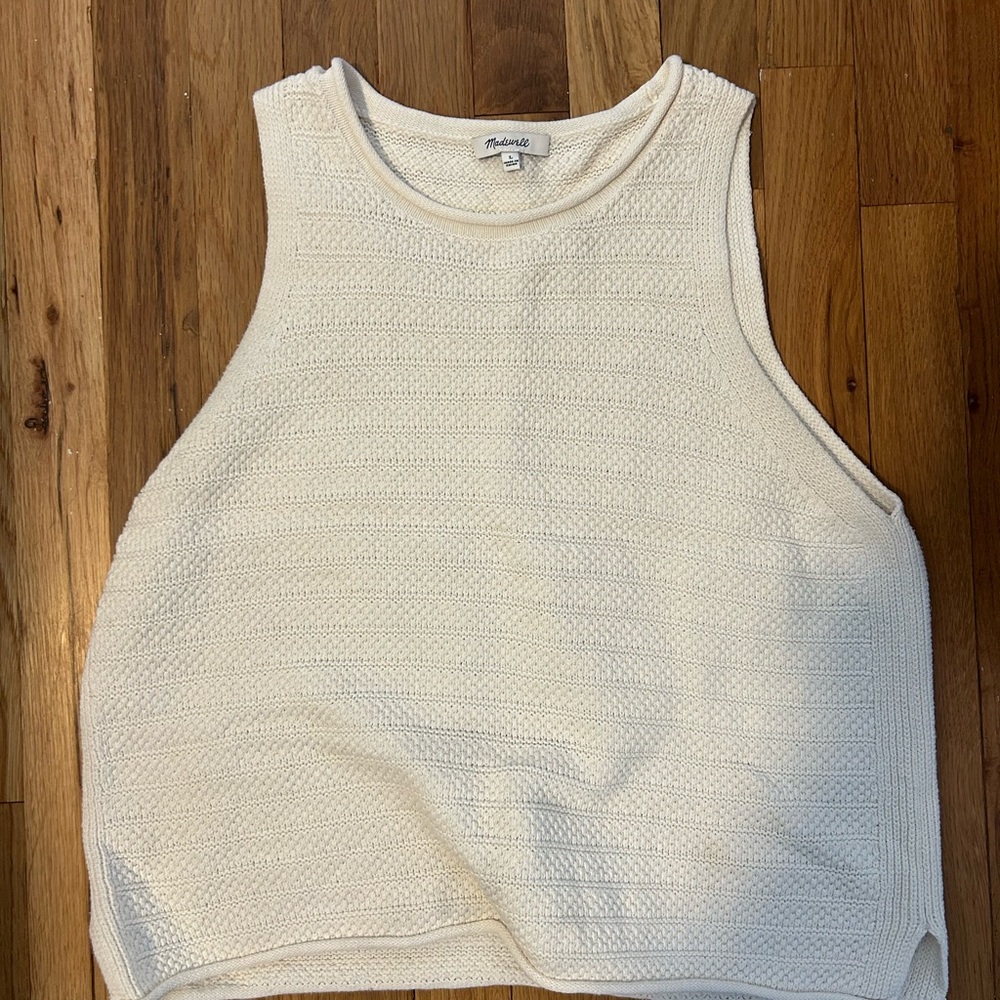 Madewell Cream Textured Knit High-Neck Tank